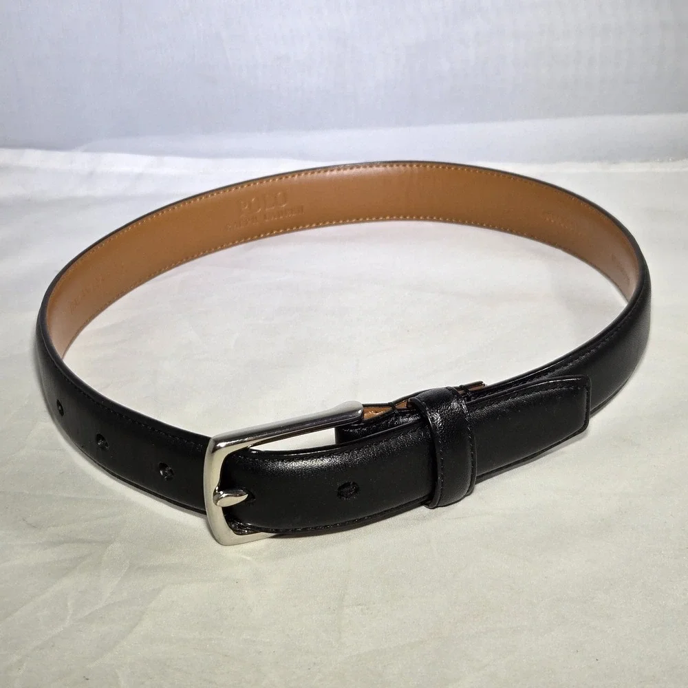 Polo Ralph Lauren Belt Italian Leather‎ Youth Belt #111689 Size 22/55 Black